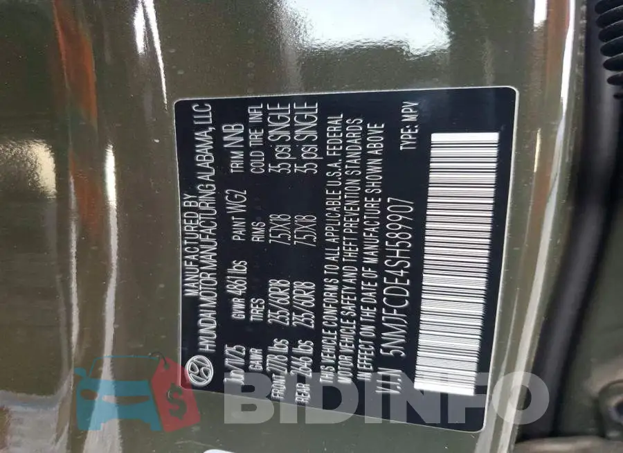 5NMJFCDE4SH589907 Photo# 13