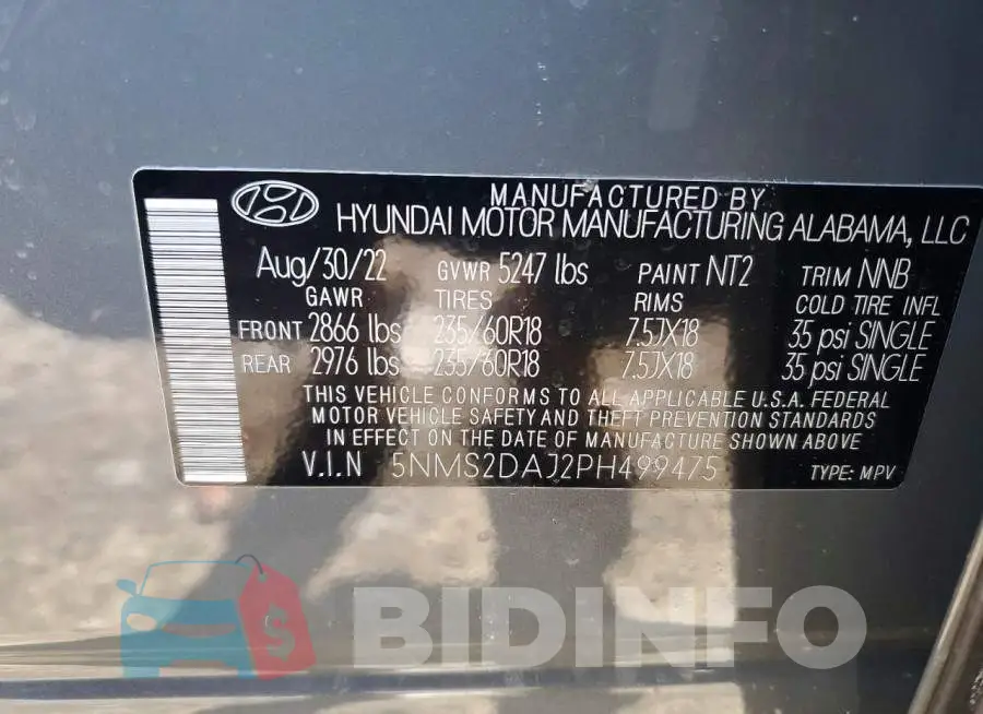 5NMS2DAJ2PH499475 Photo# 13
