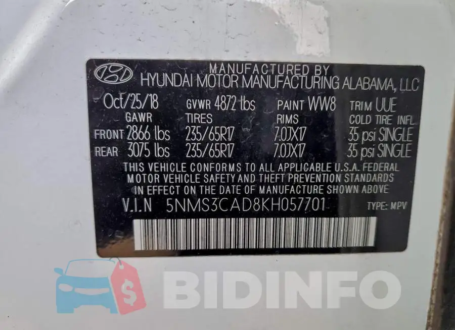5NMS3CAD8KH057701 Photo# 14