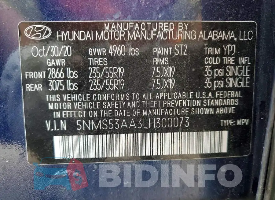 5NMS53AA3LH300073 Photo# 13