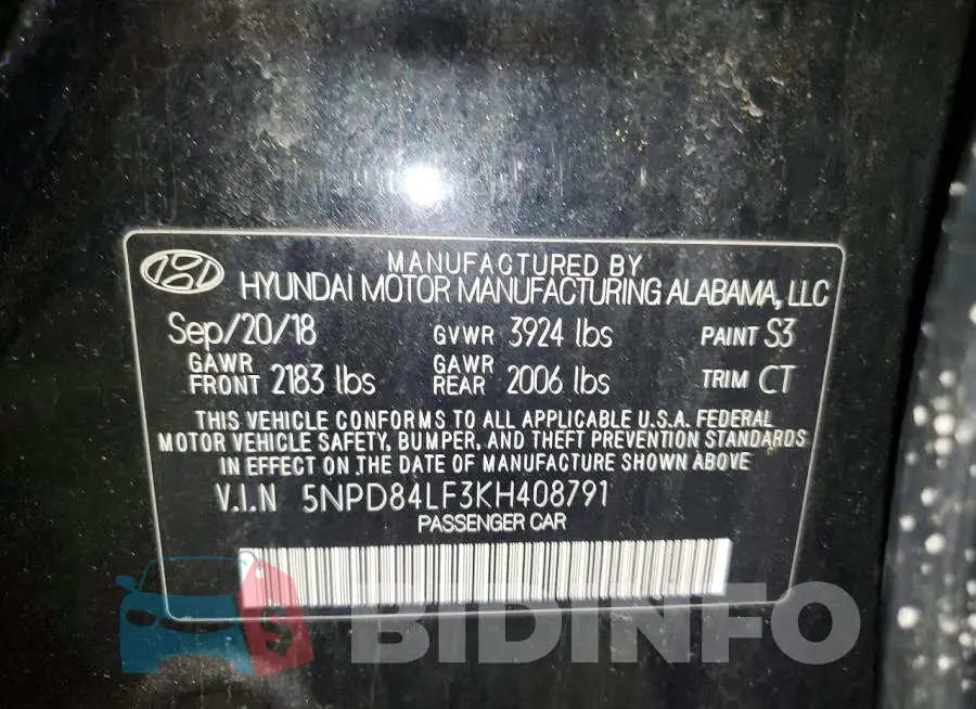 5NPD84LF3KH408791 Photo# 12