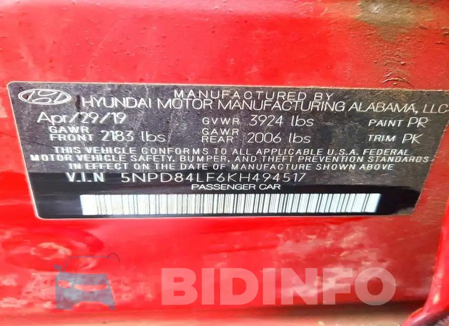 5NPD84LF6KH494517 Photo# 12