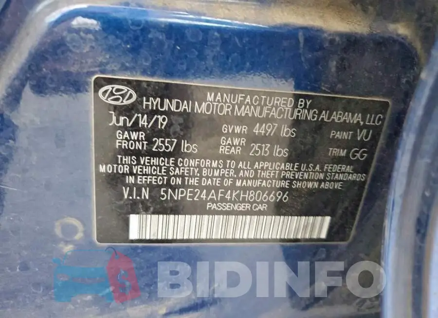 5NPE24AF4KH806696 Photo# 12