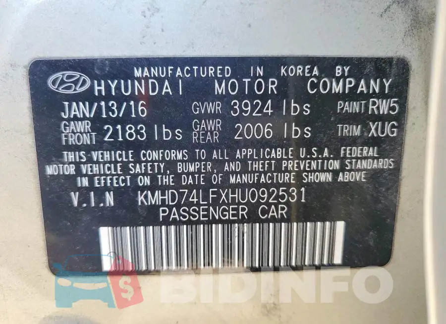 KMHD74LFXHU092531 Photo# 12