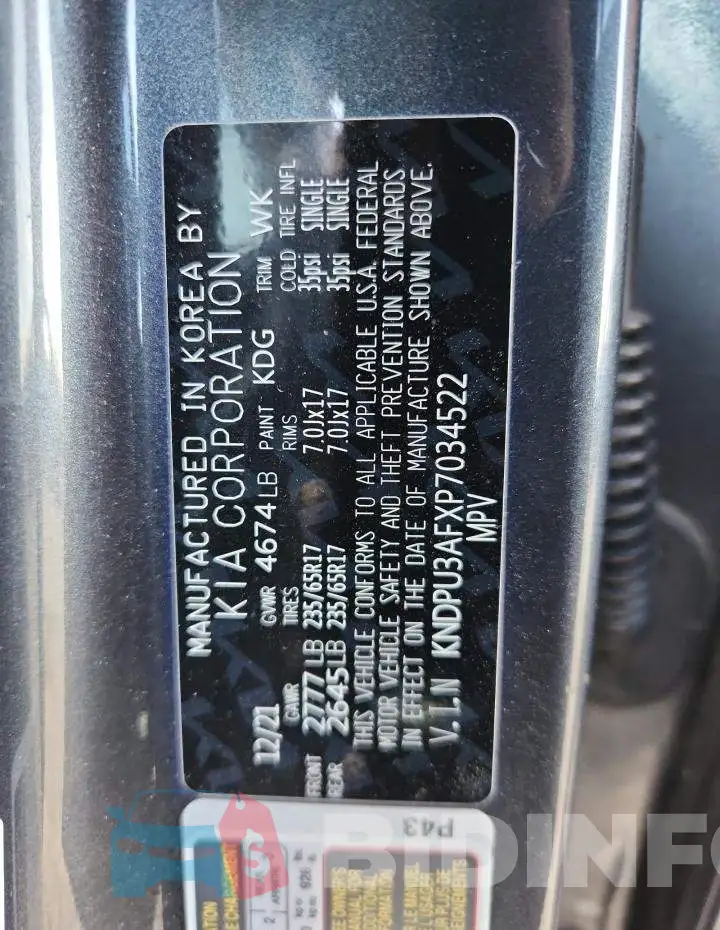 KNDPU3AFXP7034522 Photo# 14