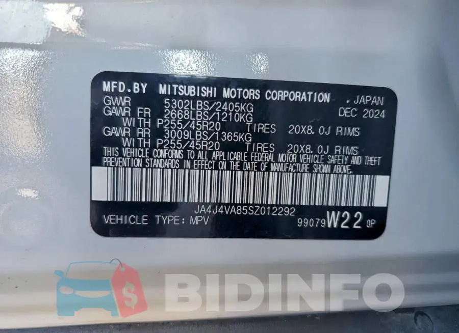 JA4J4VA85SZ012292 Photo# 14