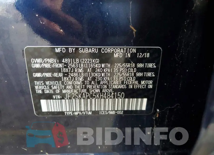 JF2SKAPC5KH484150 Photo# 13