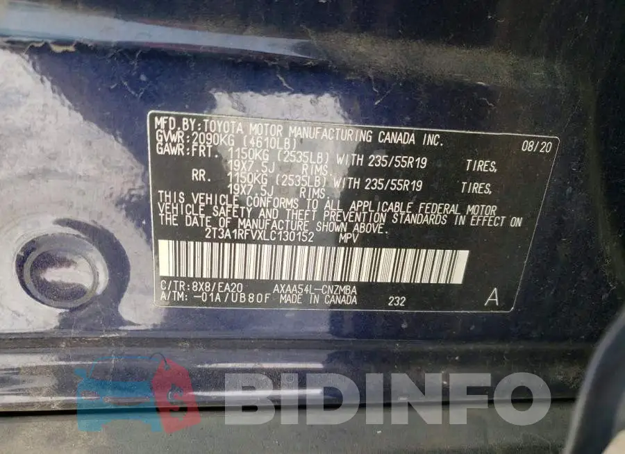2T3A1RFVXLC130152 Photo# 13