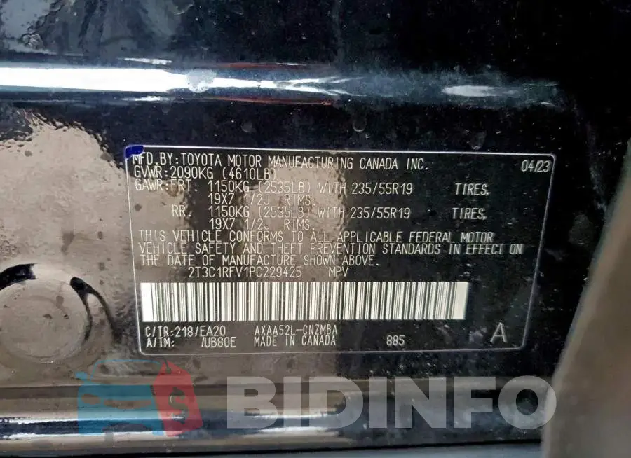 2T3C1RFV1PC229425 Photo# 14