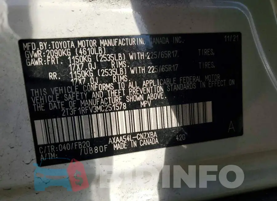 2T3F1RFV3MC251578 Photo# 13