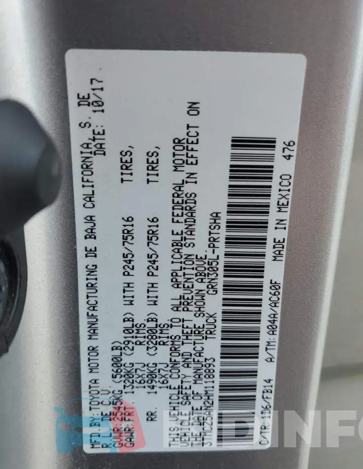 3TMCZ5AN2HM118893 Photo# 12