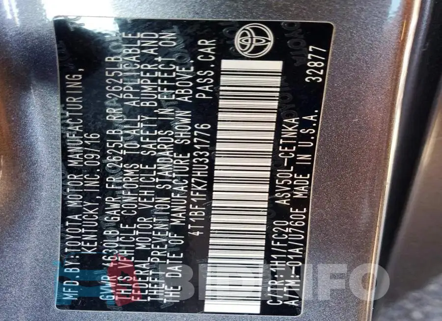 4T1BF1FK7HU331776 Photo# 13