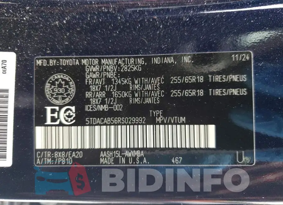 5TDACAB56RS029992 Photo# 14