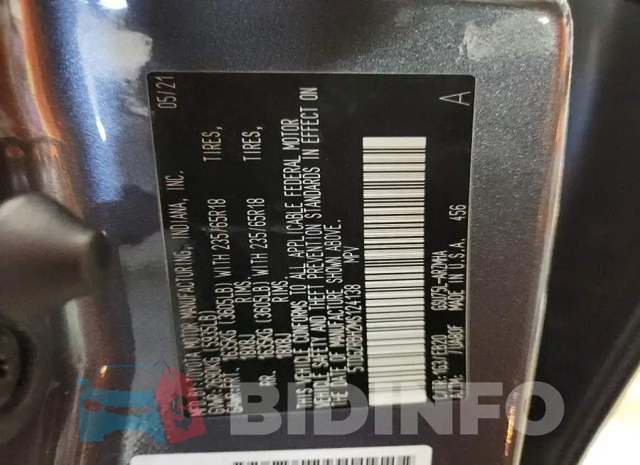 5TDGZRBH2MS124138 Photo# 13