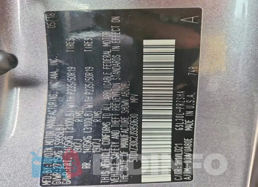 5TDXZ3DC2JS950630 Photo# 13
