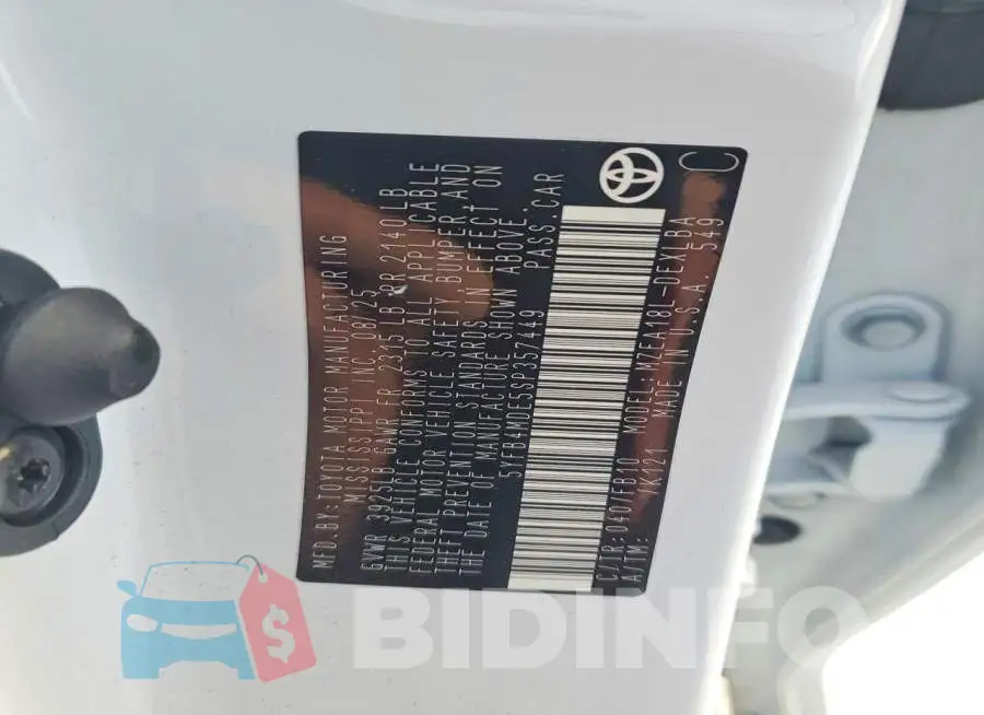5YFB4MDE5SP357449 Photo# 12