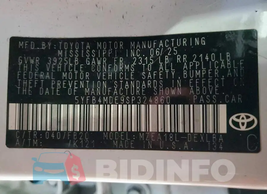 5YFB4MDE9SP324860 Photo# 13
