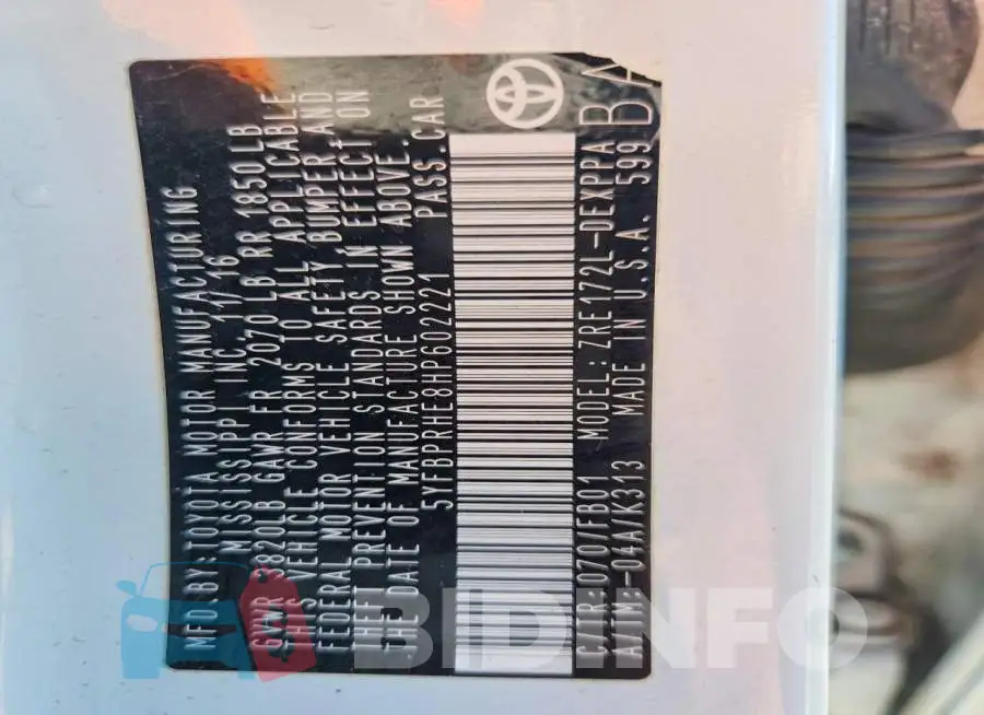 5YFBPRHE8HP602221 Photo# 12