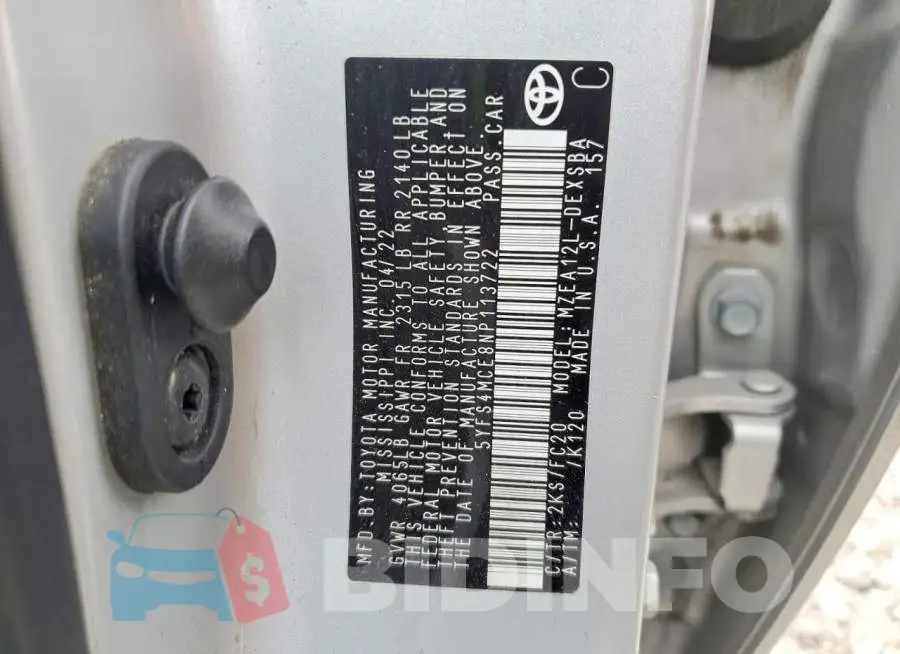 5YFS4MCE8NP113722 Photo# 12
