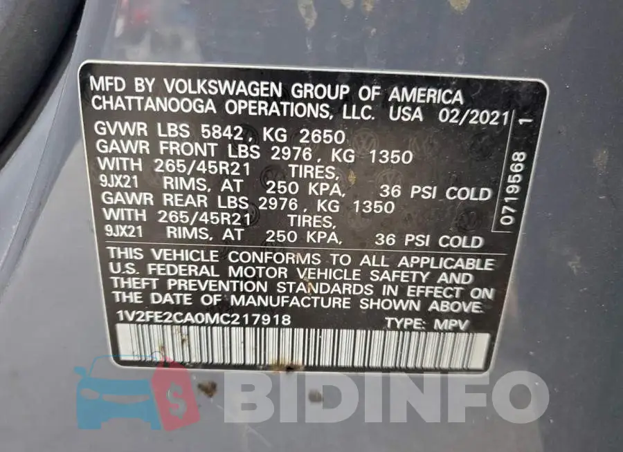 1V2FE2CA0MC217918 Photo# 14
