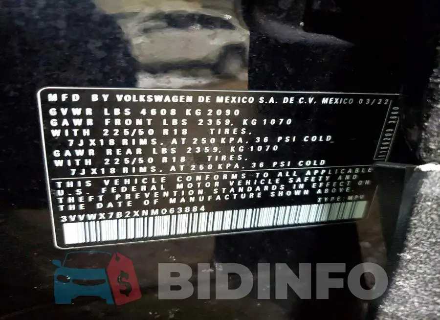 3VVWX7B2XNM063884 Photo# 12