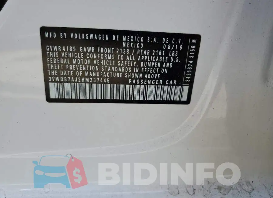 3VWDB7AJ2HM237445 Photo# 12