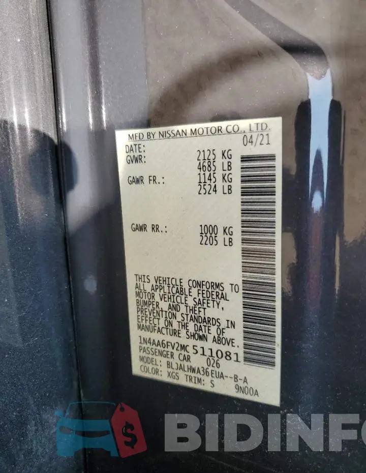 1N4AA6FV2MC511081 Photo# 12