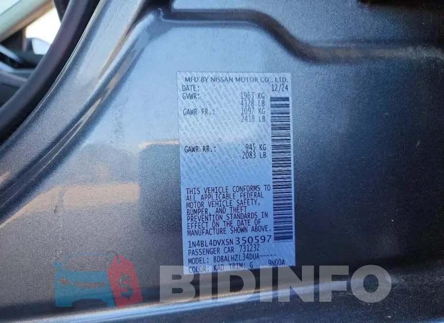 1N4BL4DVXSN350597 Photo# 12