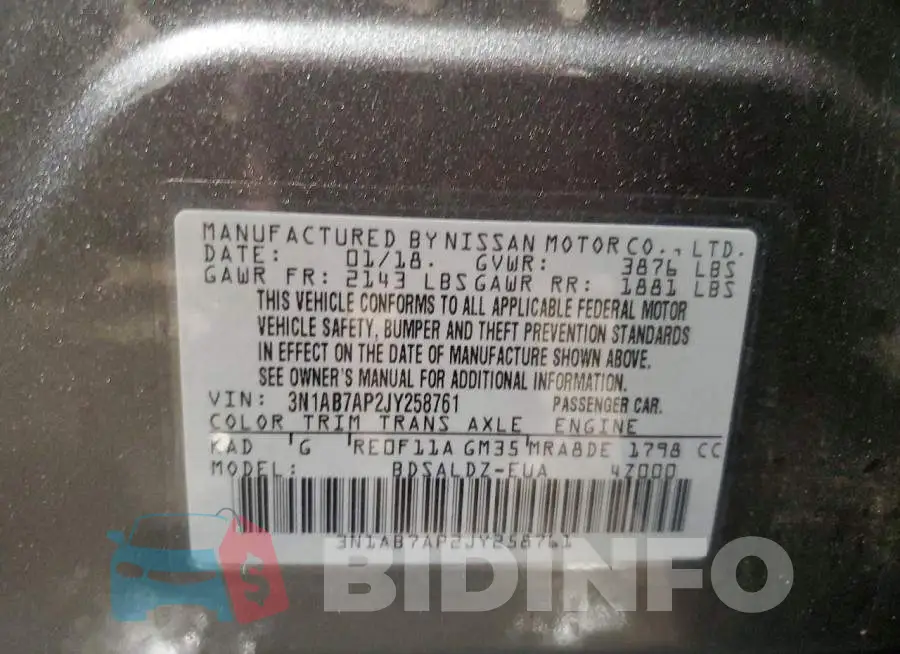 3N1AB7AP2JY258761 Photo# 12