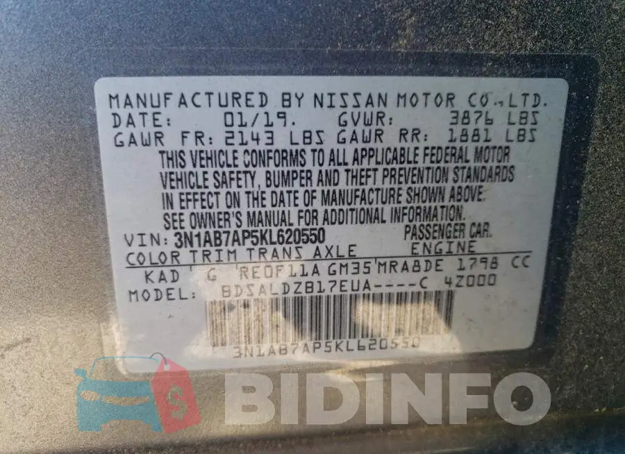 3N1AB7AP5KL620550 Photo# 12