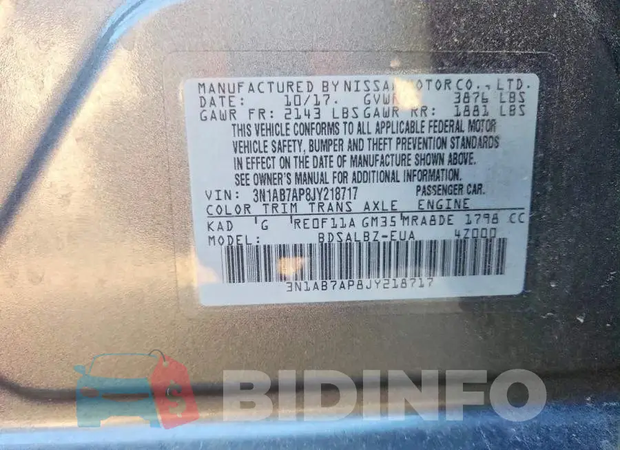 3N1AB7AP8JY218717 Photo# 13
