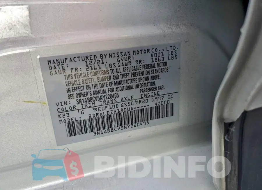 3N1AB8CV5NY220495 Photo# 13