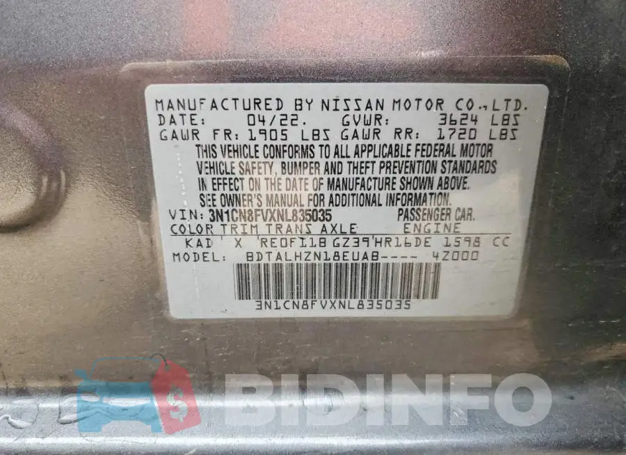 3N1CN8FVXNL835035 Photo# 12
