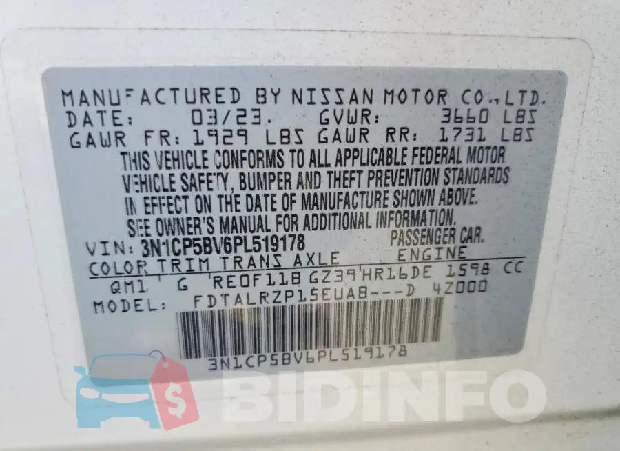 3N1CP5BV6PL519178 Photo# 13