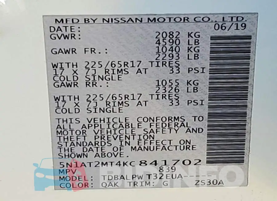 5N1AT2MT4KC841702 Photo# 13