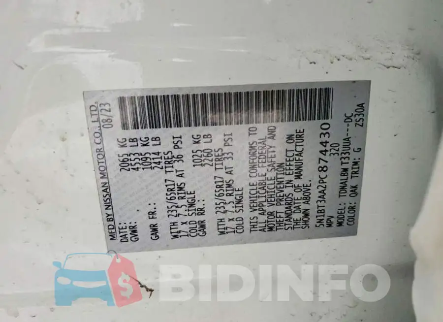 5N1BT3AA2PC874430 Photo# 13