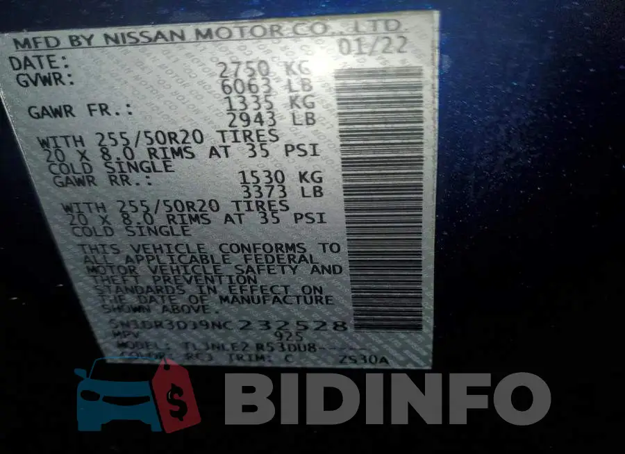 5N1DR3DJ9NC232528 Photo# 13