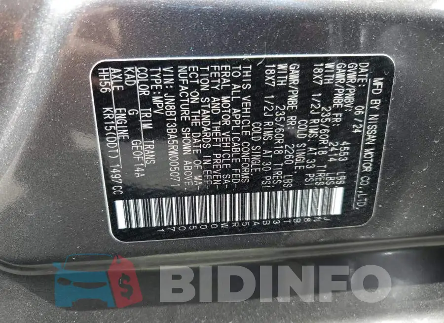 JN8BT3BA5RW005071 Photo# 13