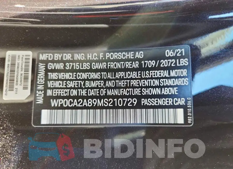 WP0CA2A89MS210729 Photo# 12
