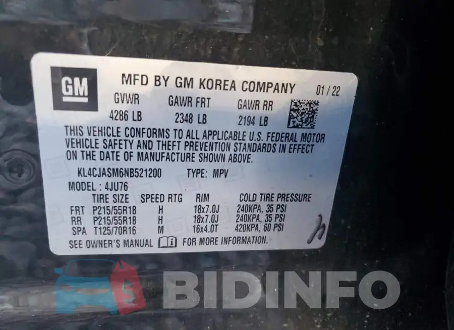 KL4CJASM6NB521200 Photo# 13