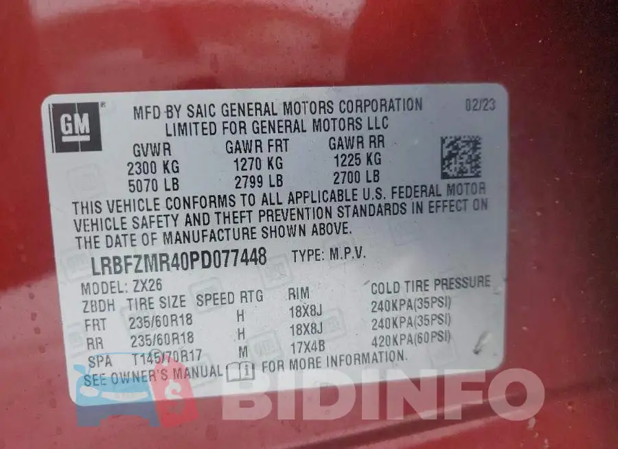 LRBFZMR40PD077448 Photo# 13