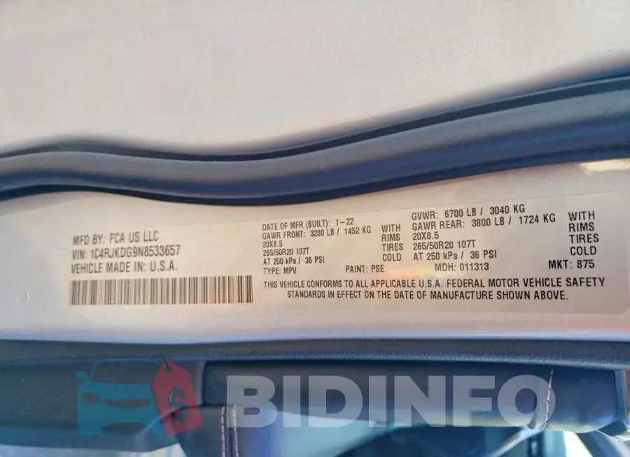 1C4RJKDG9N8533657 Photo# 13