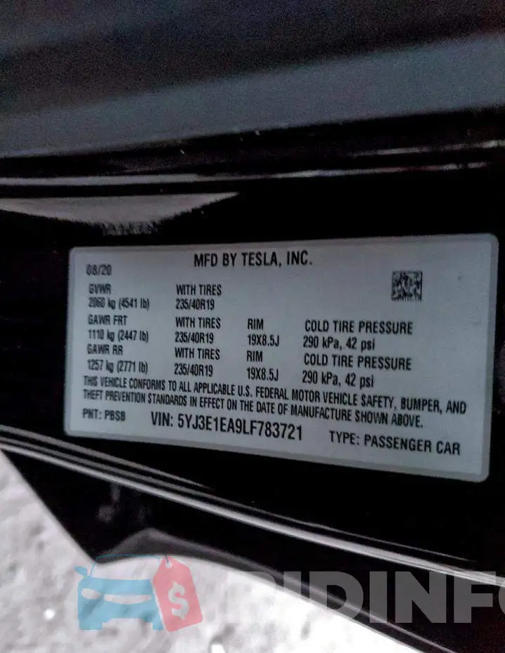 5YJ3E1EA9LF783721 Photo# 12