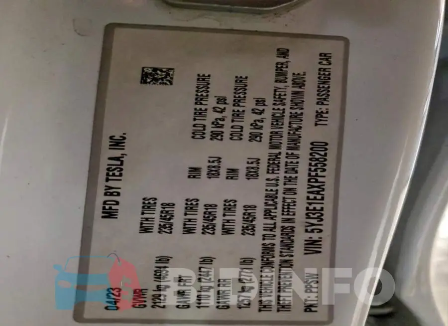 5YJ3E1EAXPF558200 Photo# 12