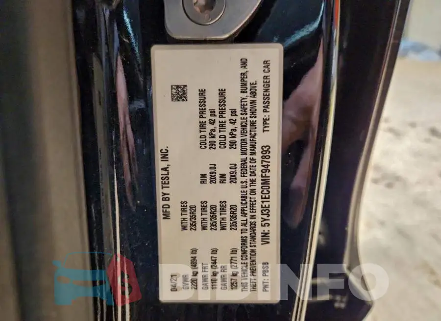 5YJ3E1EC0MF947893 Photo# 12
