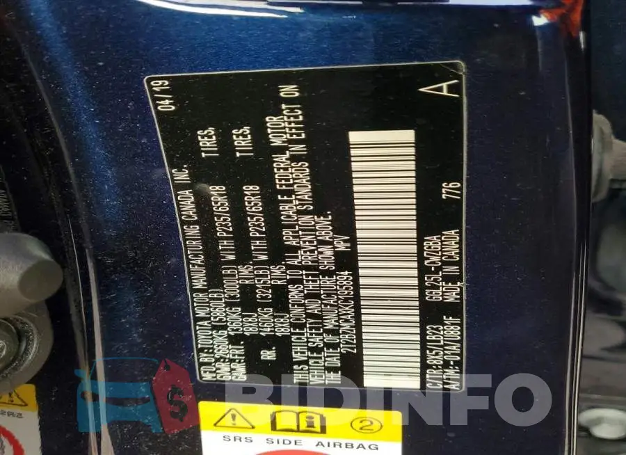 2T2BZMCAXKC195894 Photo# 13