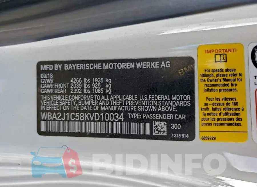 WBA2J1C58KVD10034 Photo# 12