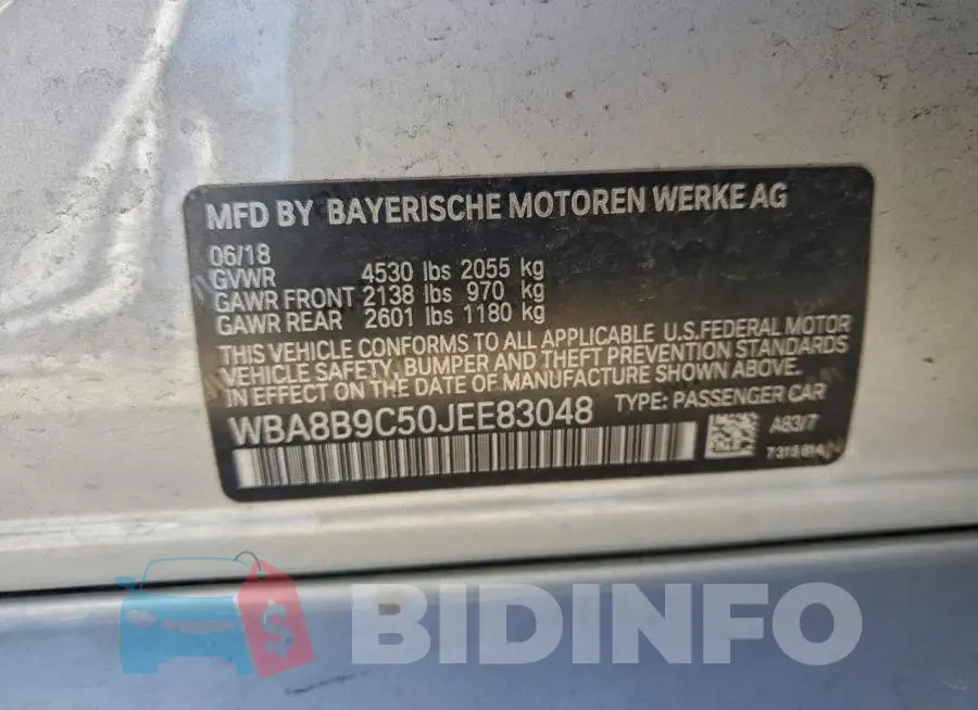WBA8B9C50JEE83048 Photo# 12