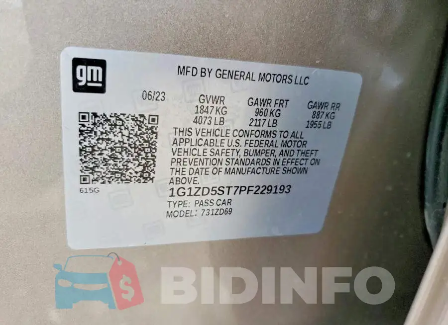1G1ZD5ST7PF229193 Photo# 12