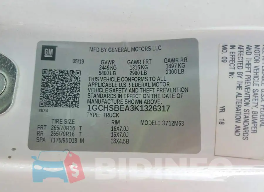 1GCHSBEA3K1326317 Photo# 12